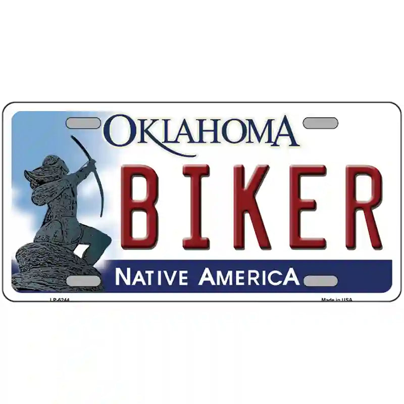 Biker Oklahoma Novelty Metal License Plate 24" x 12" (LLP)