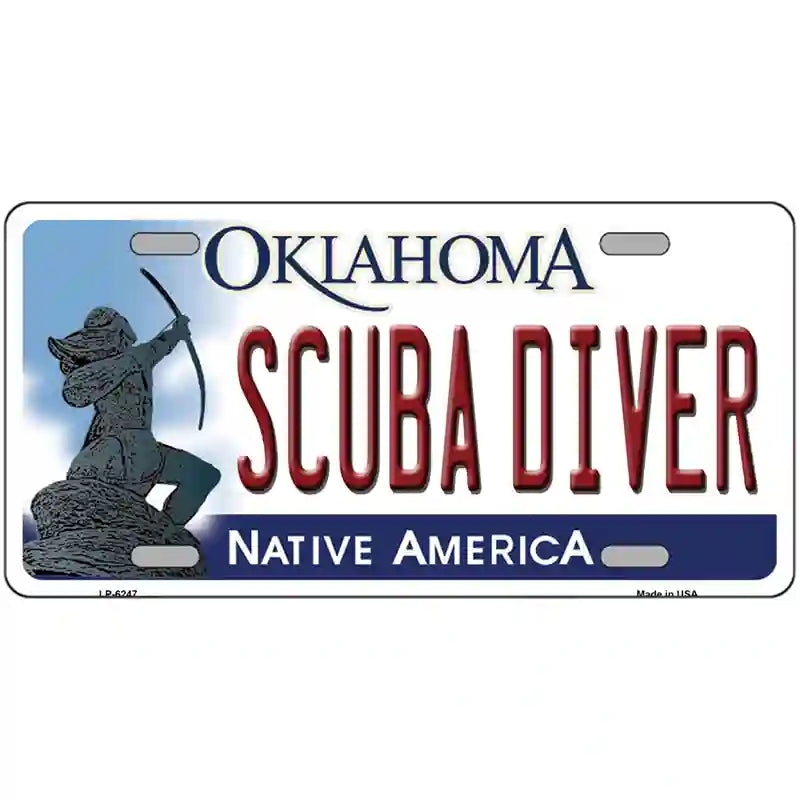 Scuba Diver Oklahoma Novelty Metal License Plate 24" x 12" (LLP)