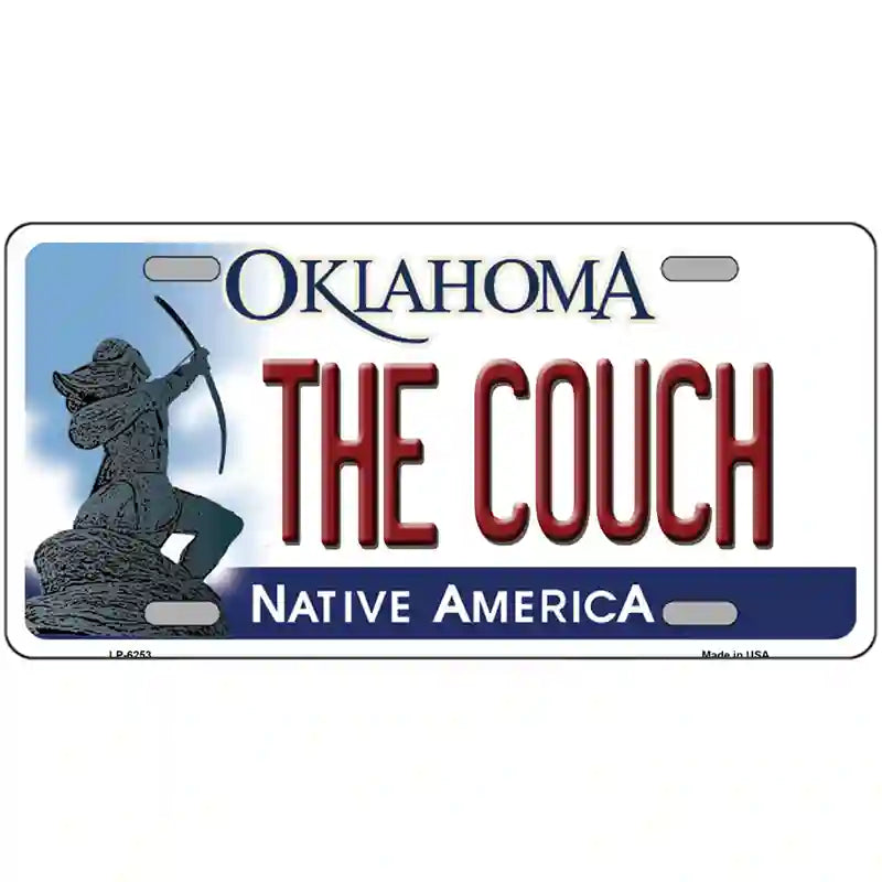 The Couch Oklahoma Novelty Metal License Plate 24" x 12" (LLP)