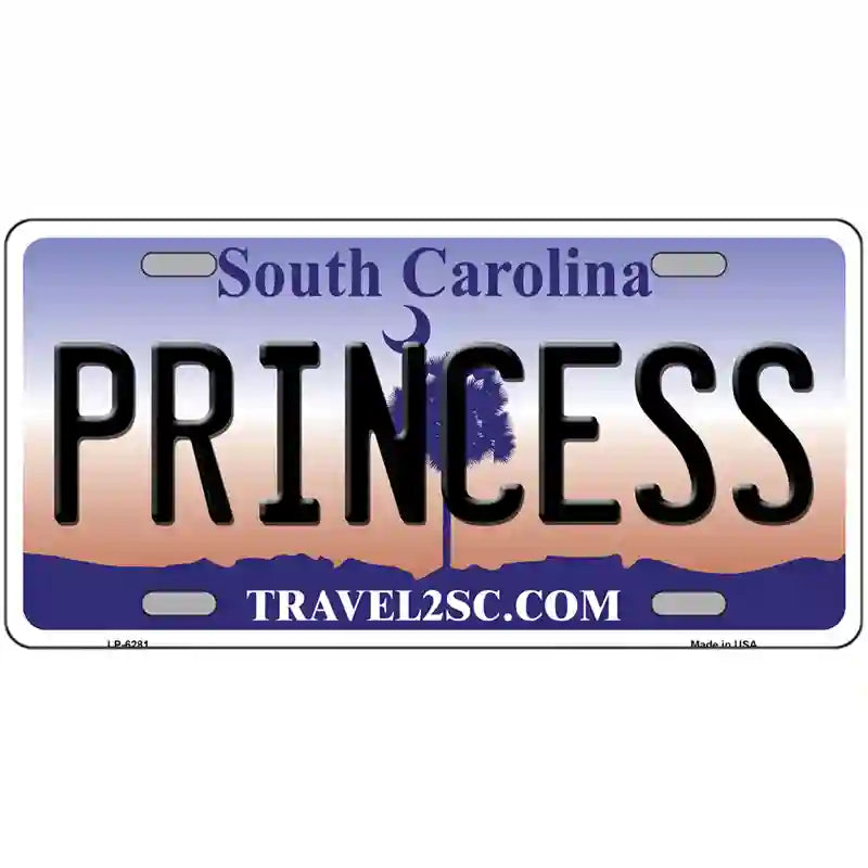 Princess South Carolina Novelty Metal License Plate 24" x 12" (LLP)