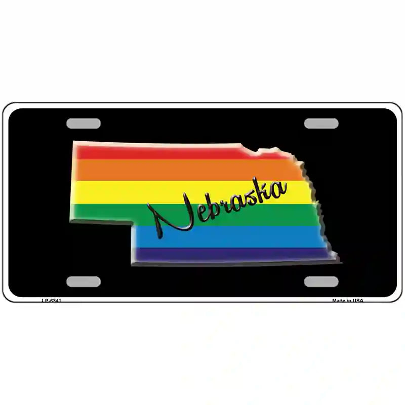 Nebraska Rainbow Metal Novelty License Plate 24" x 12" (LLP)