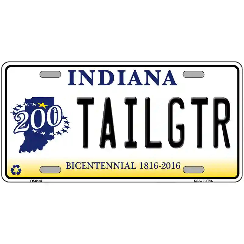 Tailgtr Indiana Bicentennial Novelty Metal License Plate 24" x 12" (LLP)