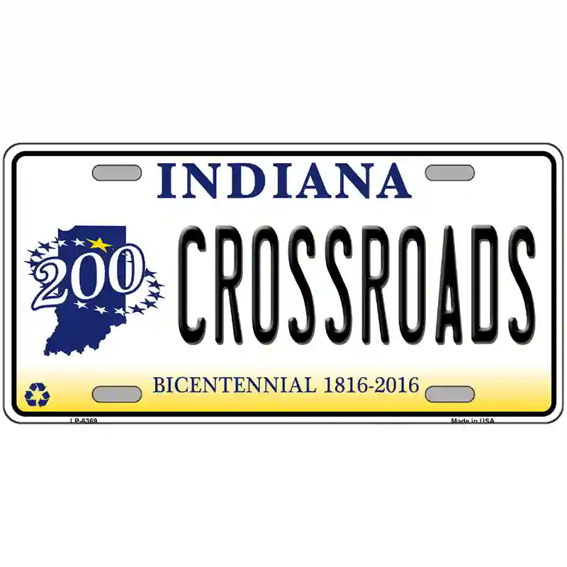 Crossroads Indiana Novelty Metal License Plate 24" x 12" (LLP)