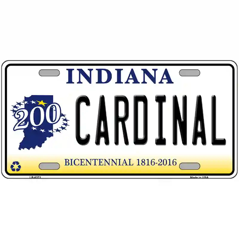 Cardinal Indiana Novelty Metal License Plate 24" x 12" (LLP)