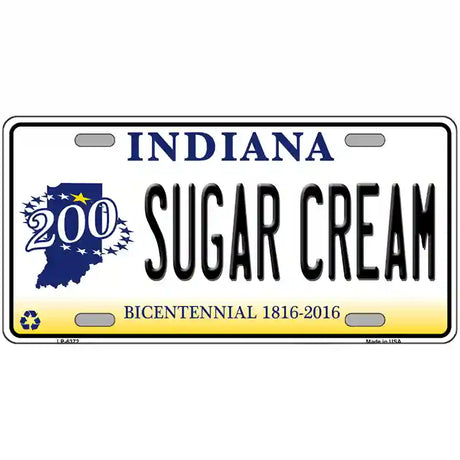 Sugar Cream Indiana Novelty Metal License Plate 24" x 12" (LLP)