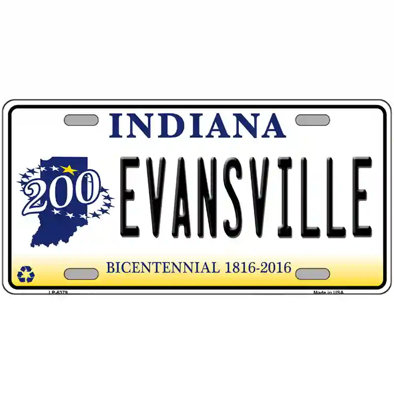 Evansville Indiana Novelty Metal License Plate 24" x 12" (LLP)