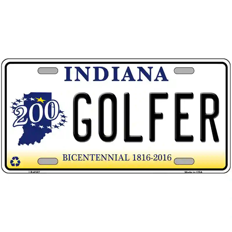 Golfer Indiana Novelty Metal License Plate 24" x 12" (LLP)