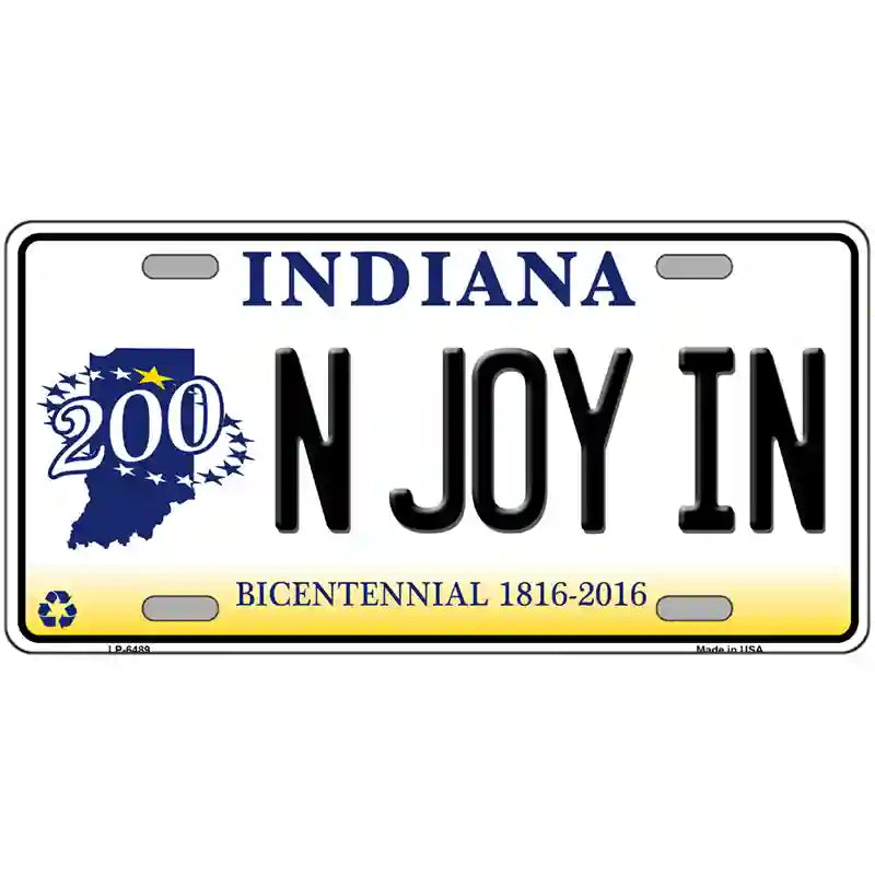 N Joy Indiana Novelty Metal License Plate 24" x 12" (LLP)