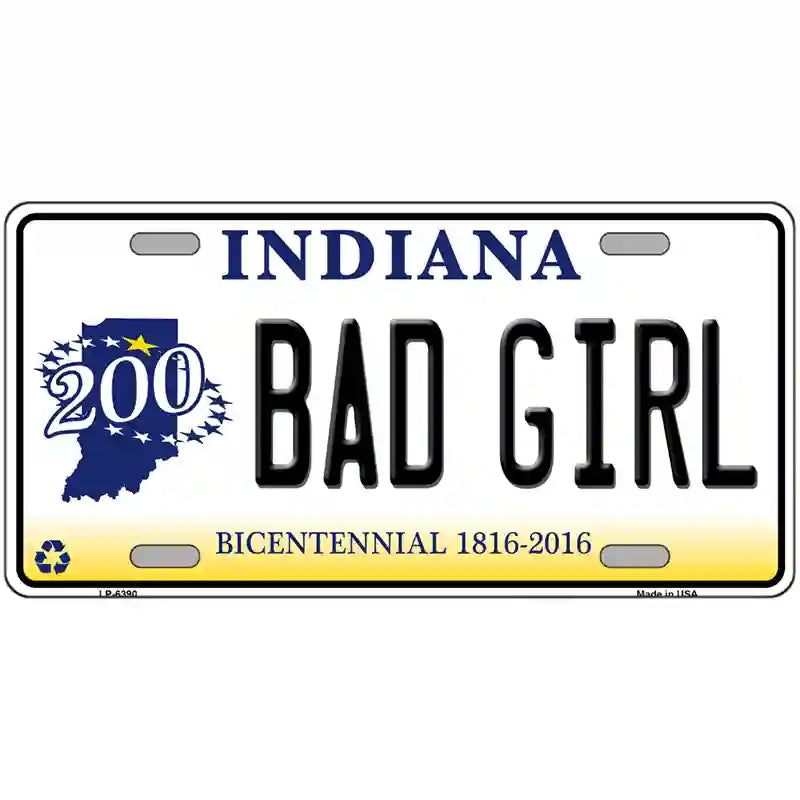 Bad Girl Indiana Novelty Metal License Plate 24" x 12" (LLP)