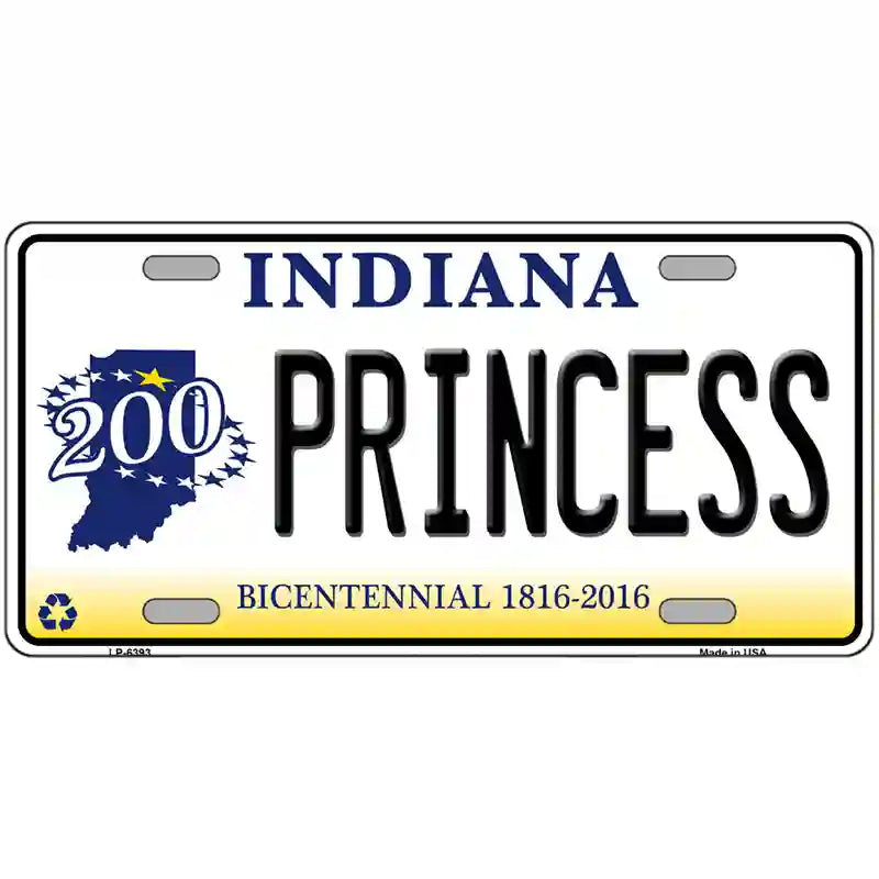 Princess Indiana Novelty Metal License Plate 24" x 12" (LLP)