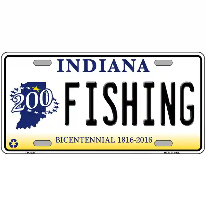 Fishing Indiana Novelty Metal License Plate 24" x 12" (LLP)