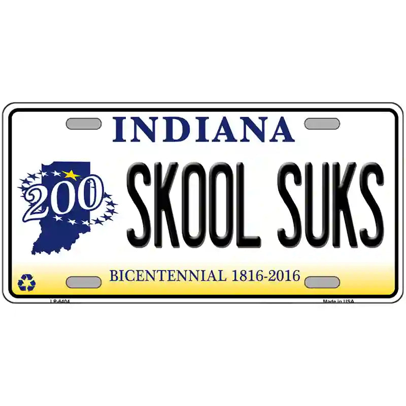 Skook Suks Indiana Novelty Metal License Plate 24" x 12" (LLP)