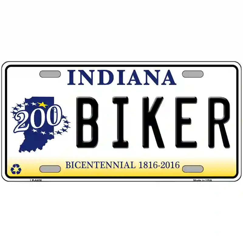 Biker Indiana Novelty Metal License Plate 24" x 12" (LLP)