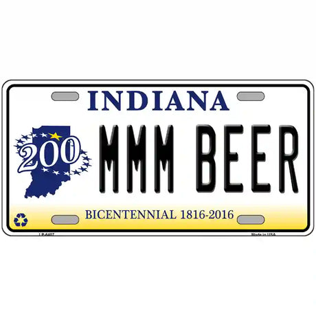 MMM Beer Indiana Novelty Metal License Plate 24" x 12" (LLP)