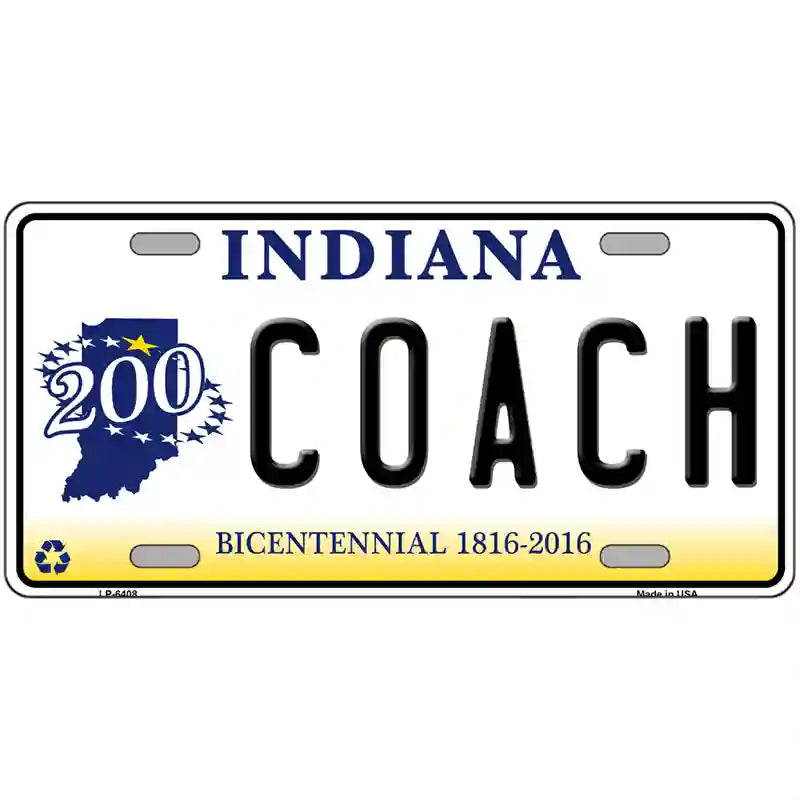 Coach Indiana Novelty Metal License Plate 24" x 12" (LLP)