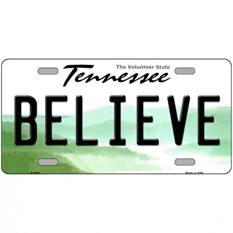 Believe Tennessee Novelty Metal License Plate 24" x 12" (LLP)