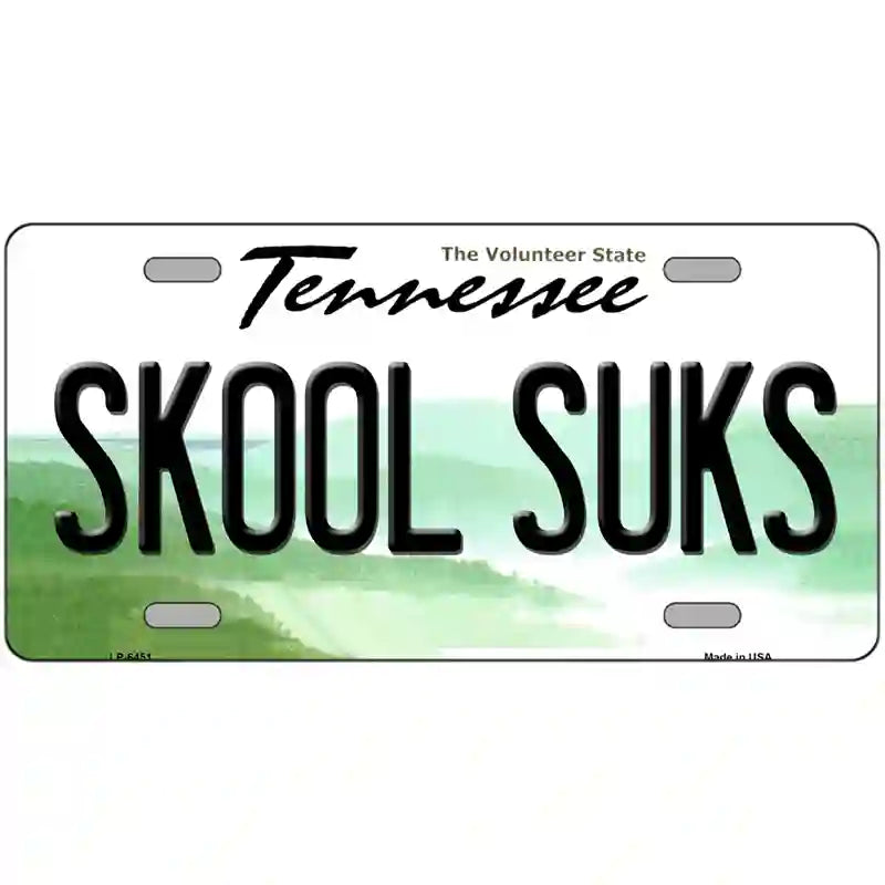 Skool Suks Tennessee Novelty Metal License Plate 24" x 12" (LLP)