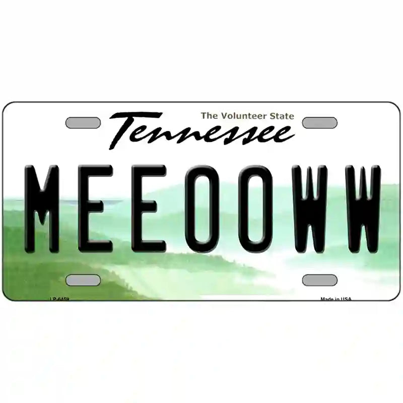 Meeooww Tennessee Novelty Metal License Plate 24" x 12" (LLP)