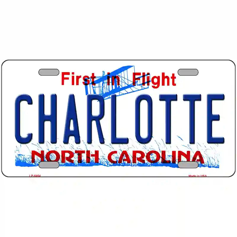 Charlotte North Carolina Novelty Metal License Plate 24" x 12" (LLP)