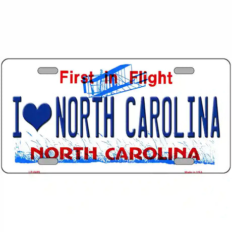 I Love North Carolina Novelty Metal License Plate 24" x 12" (LLP)