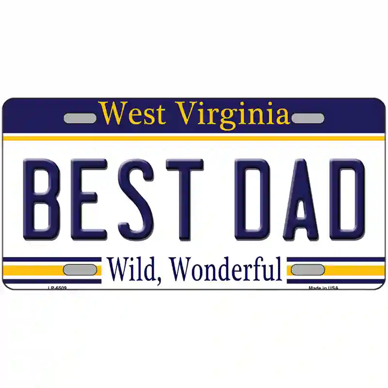 Best Dad West Virginia Novelty Metal License Plate 24" x 12" (LLP)