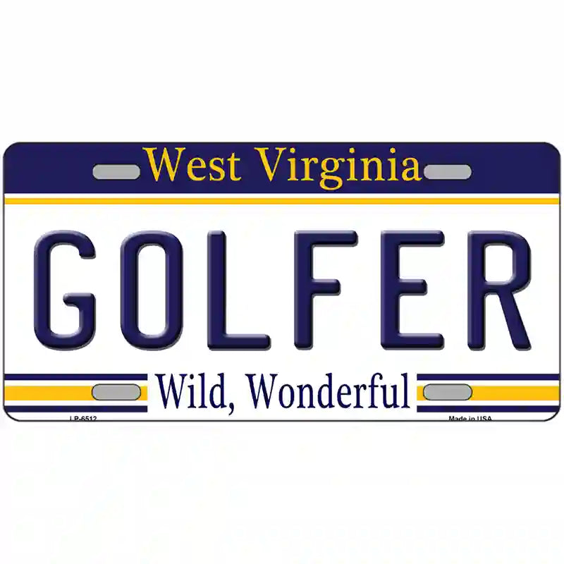 Golfer West Virginia Novelty Metal License Plate 24" x 12" (LLP)