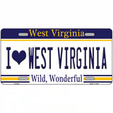 I Love West Virginia Novelty Metal License Plate 24" x 12" (LLP)