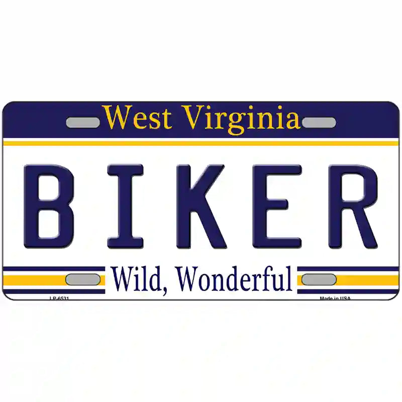 Biker West Virginia Novelty Metal License Plate 24" x 12" (LLP)