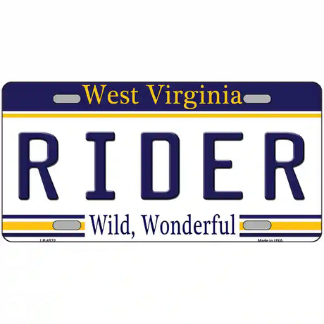 Rider West Virginia Novelty Metal License Plate 24" x 12" (LLP)