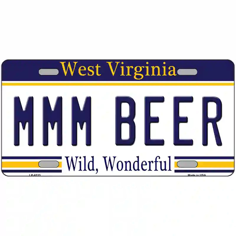 MMM Beer West Virginia Novelty Metal License Plate Tag 24" x 12" (LLP)