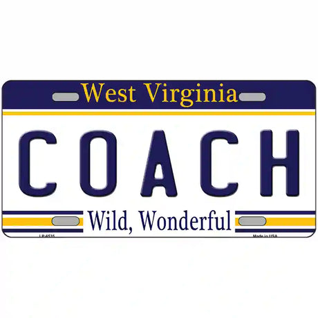 Coach West Virginia Novelty Metal License Plate 24" x 12" (LLP)