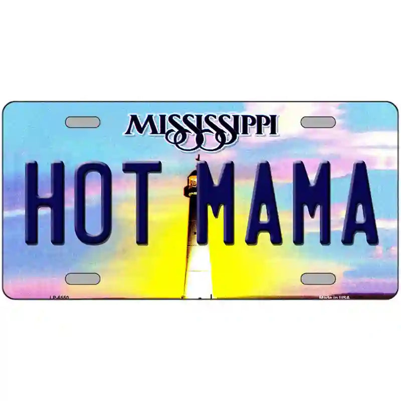 Hot Mama Mississippi Novelty Metal License Plate 24" x 12" (LLP)