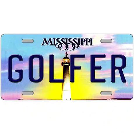 Golfer Mississippi Novelty Metal License Plate 24" x 12" (LLP)