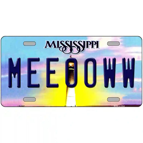 Meeooww Mississippi Novelty Metal License Plate 24" x 12" (LLP)