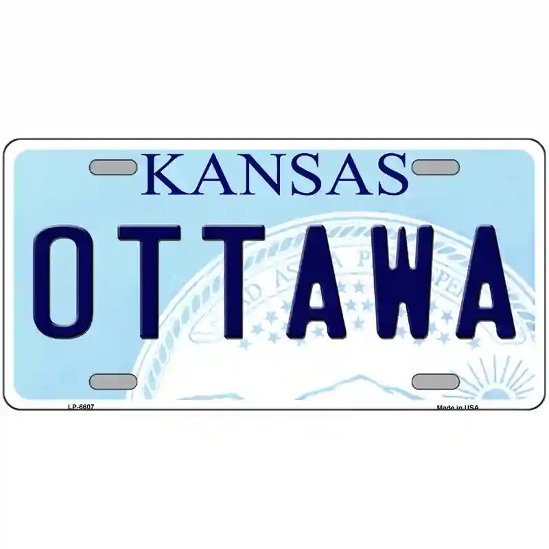 Ottawa Kansas Novelty Metal License Plate 24" x 12" (LLP)