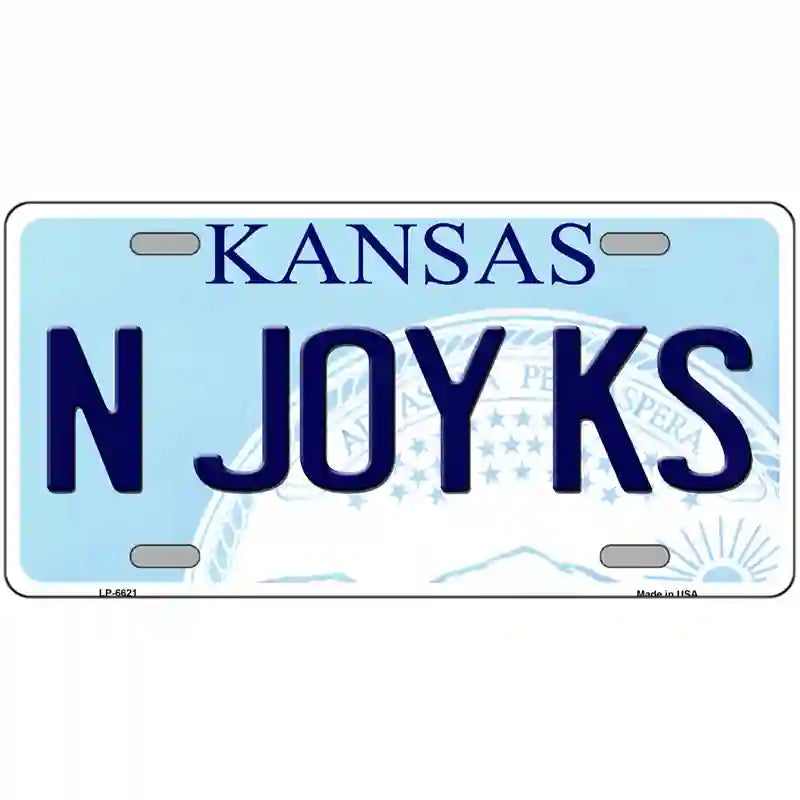 N Joy Kansas Novelty Metal License Plate 24" x 12" (LLP)