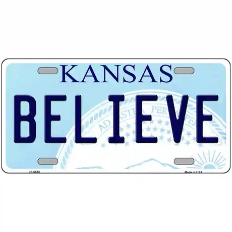 Believe Kansas Novelty Metal License Plate 24" x 12" (LLP)