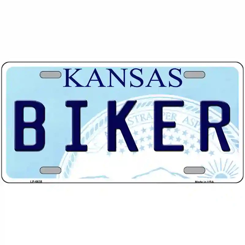 Biker Kansas Novelty Metal License Plate 24" x 12" (LLP)