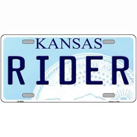 Rider Kansas Novelty Metal License Plate 24" x 12" (LLP)