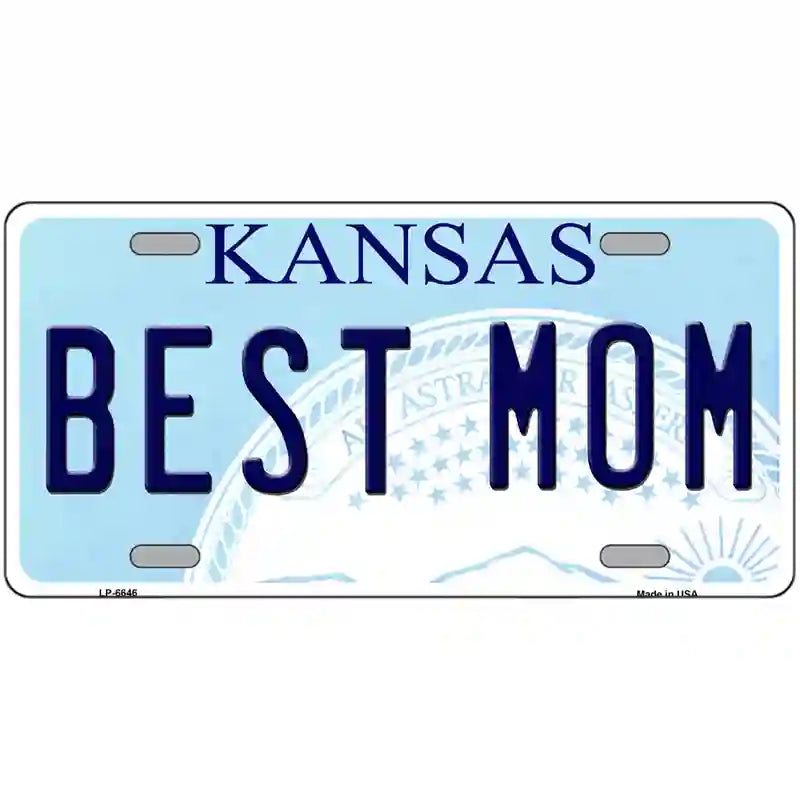 Best Mom Kansas Novelty Metal License Plate 24" x 12" (LLP)