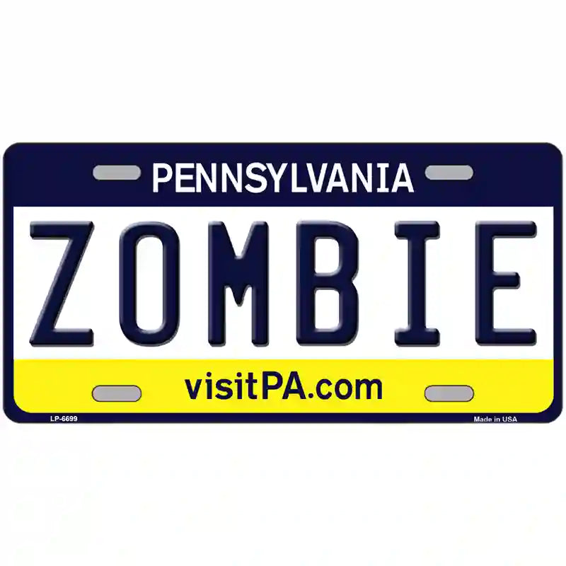 Zombie Pennsylvania State Novelty Metal License Plate 24" x 12" (LLP)