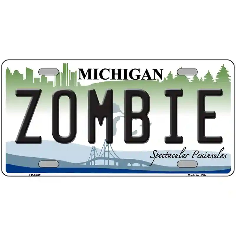 Zombie Michigan Metal Novelty License Plate 24" x 12" (LLP)