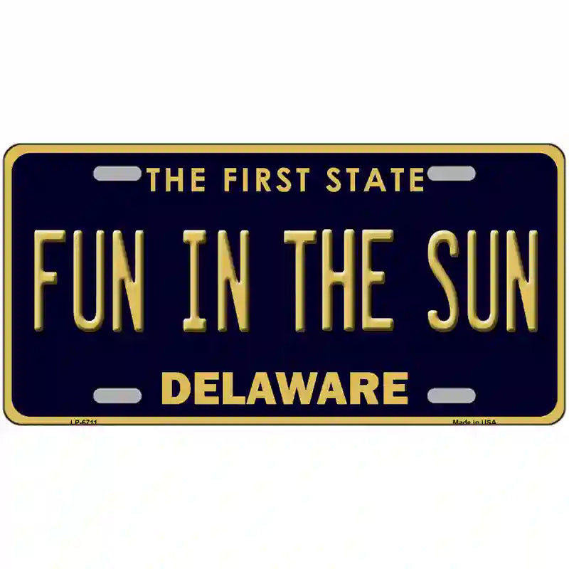 Fun In The Sun Delaware Novelty Metal License Plate 24" x 12" (LLP)