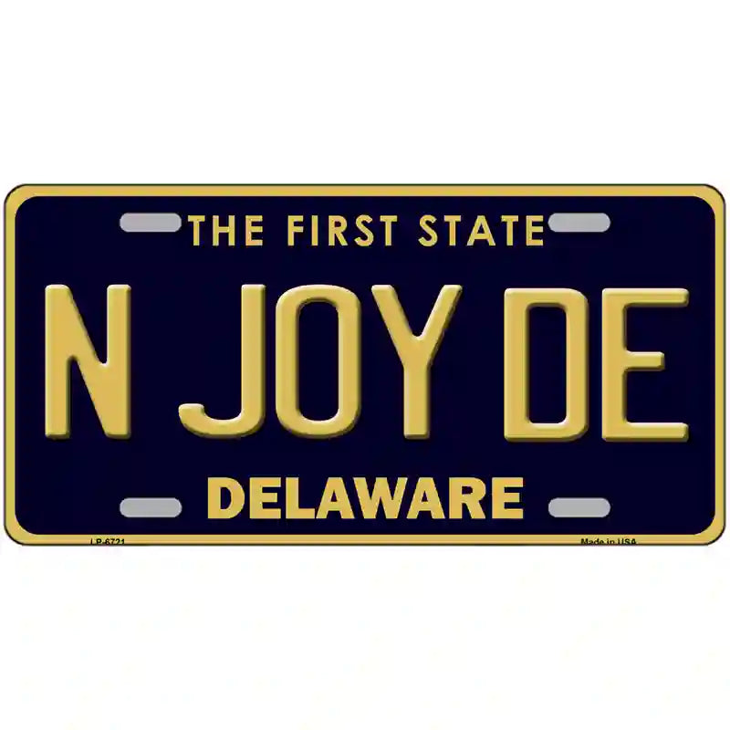 N Joy De Delaware Novelty Metal License Plate 24" x 12" (LLP)