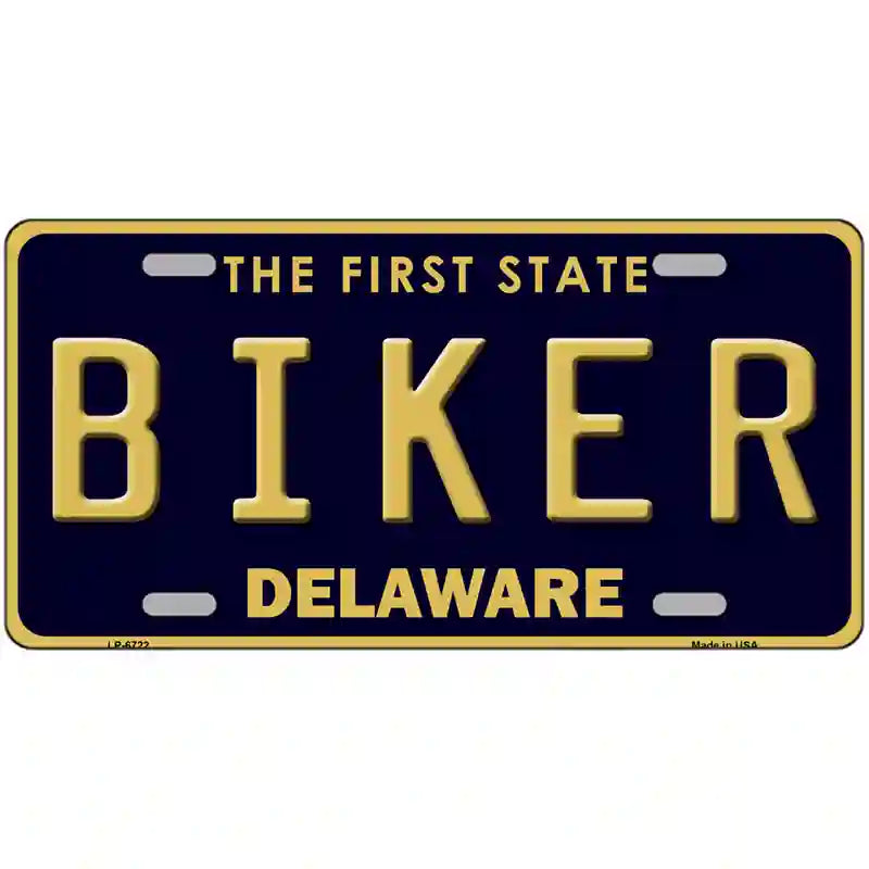 Biker Delaware Novelty Metal License Plate 24" x 12" (LLP)