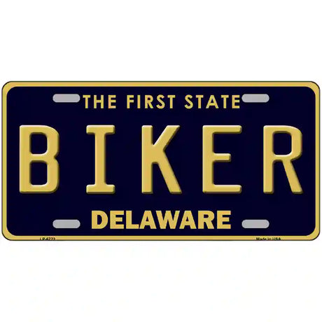 Biker Delaware Novelty Metal License Plate 24" x 12" (LLP)