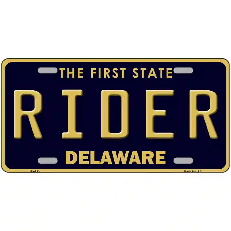 Rider Delaware Novelty Metal License Plate 24" x 12" (LLP)