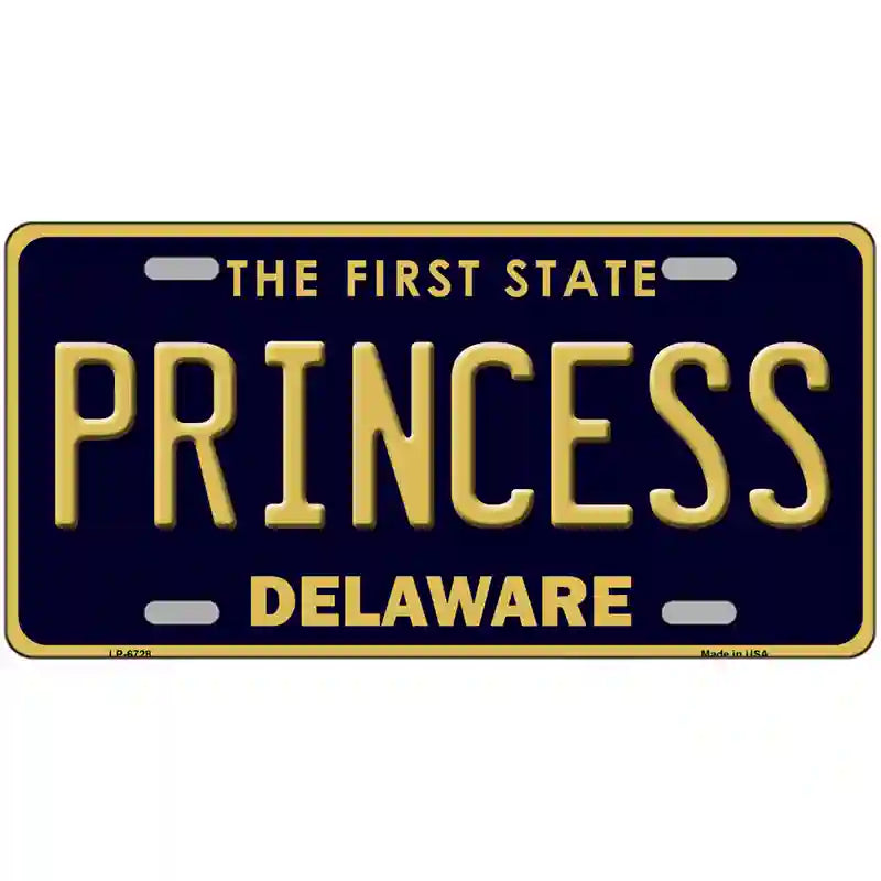 Princess Delaware Novelty Metal License Plate 24" x 12" (LLP)