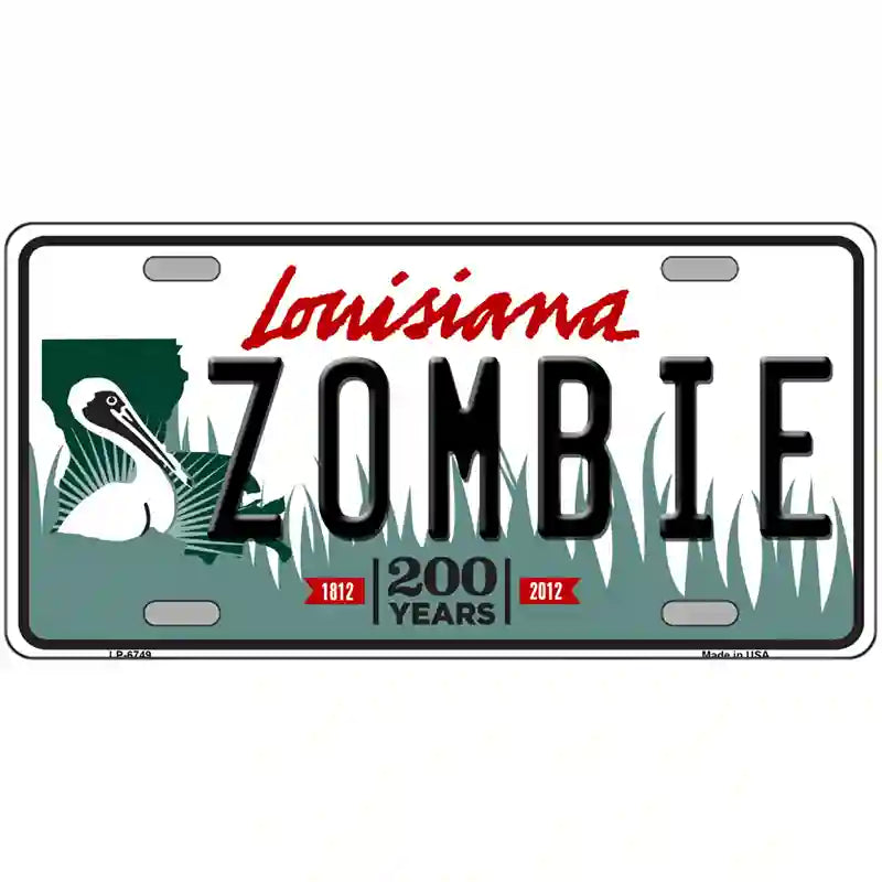 Zombie Louisiana Novelty Metal License Plate 24" x 12" (LLP)