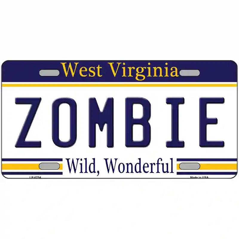 Zombie West Virginia Novelty Metal License Plate 24" x 12" (LLP)